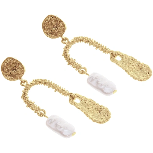 Серьги из гиппоалергенного сплава АЛЕГРО, цвет серебро и золото, 6,5см_7