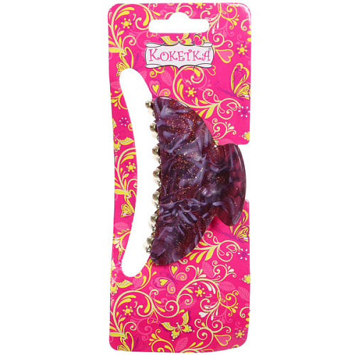 Заколка-краб для волос  ЭЙФОРИЯ, лана, микс 6 цветов, 7см (блистер Кокетка)_3