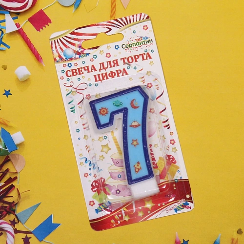 Свеча для торта Цифра Космос 7 6 см_4
