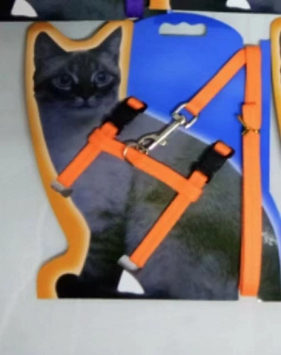 Шлейка с поводком "Веселая прогулка" 120см цвет оранжевый