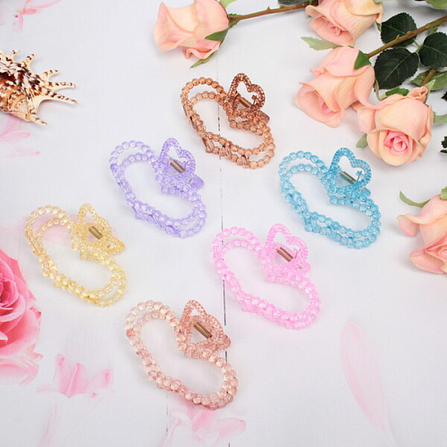 Заколка-краб для волос на блистере Cruella- Сердце, микс 6 цветов, 9,5 см_3