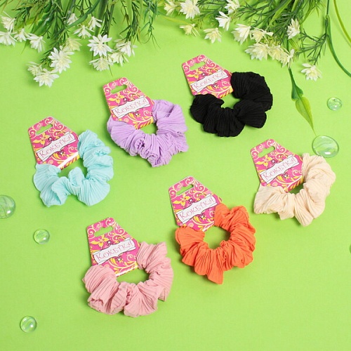 Резинка для волос Collection School, однотонная, микс 6 цветов, d-12см_3