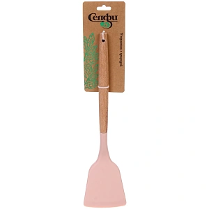Лопатка кухонная силиконовая широкая "CooKstyle" розовая 32*8см