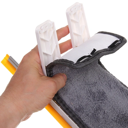 Швабра с отжимом, ручка 125 см Skay цвет белый в комплекте две насадки_7