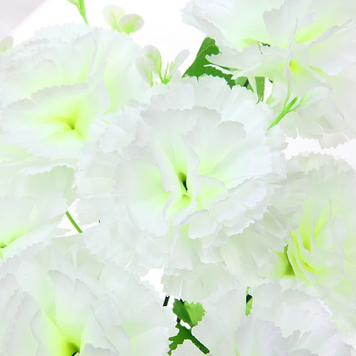 Искусственные цветы Букет Гвоздик 34см 7цветков белые_3