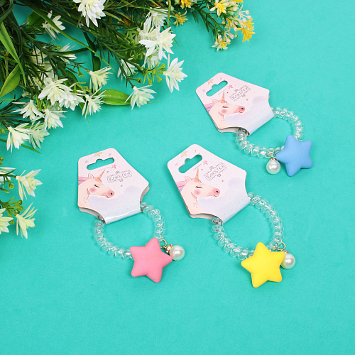 Резинка для волос силиконовая Salon Bon Bon, звезда, микс 5 цветов, d-5,5см, ( подвес единорог)_3