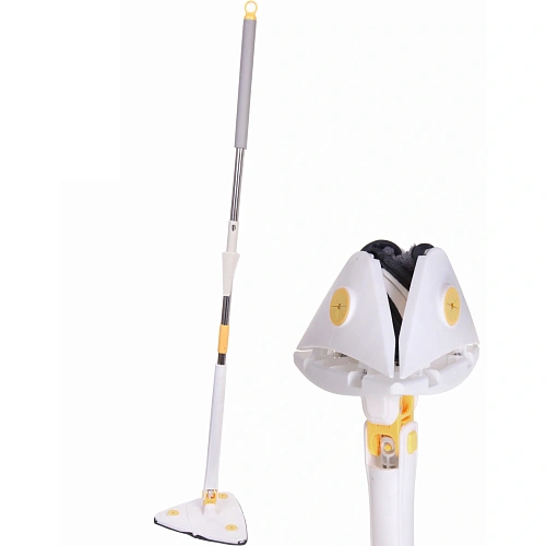 Швабра треугольная с отжимом, ручка 130 см цвет белый