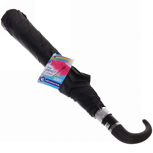 Зонт мужской полуавтомат Практик d-100см, цвет черный, ручка крючок, длина в слож виде 40см_4