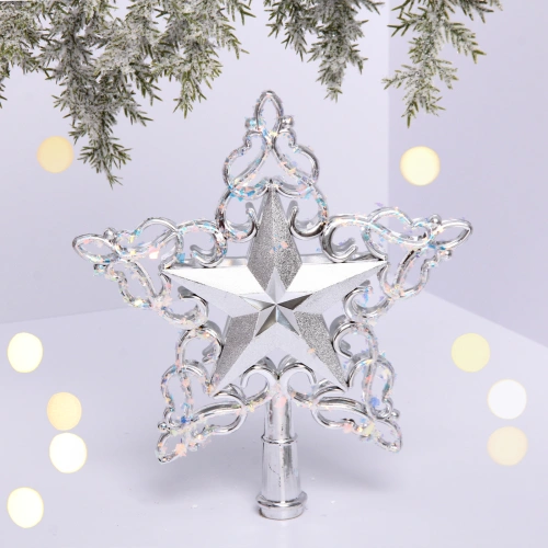 Звезда на ёлку "Снежная звезда" 20 см, Серебро