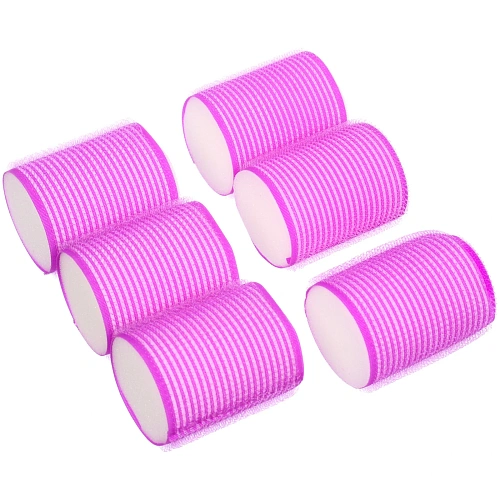 Бигуди-липучки с поролоном для сна мягкие 6шт "Безупречные Локоны", цвет фуксия, 6*4,8см