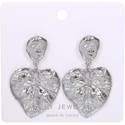 Серьги ЭЛЛОДИ, листья, цвет золото и серебро, 35см_7