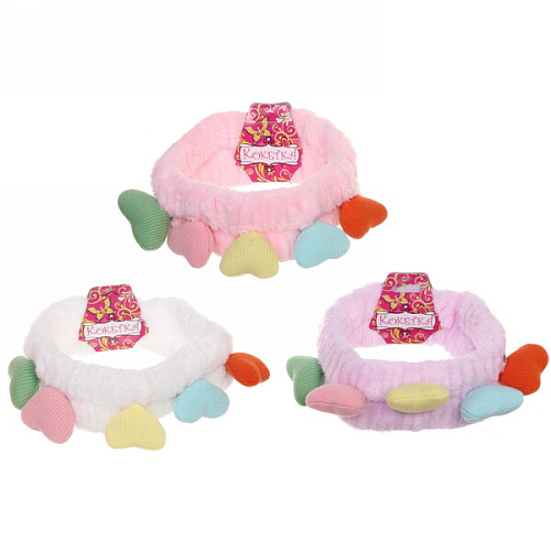 Повязка на голову Кокетка - Сердечки, микс 6 цветов, 206см_9