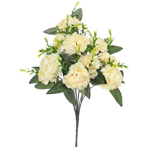 Искусственные цветы Цветочная мелодия Гортензии 40см 10 цветков персиковые_3