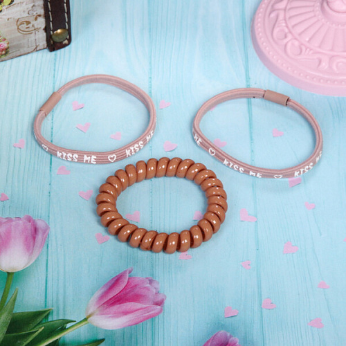 Резинки для волос 3шт, цвет карамель, d-5,5см_3