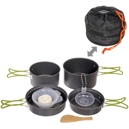 Набор посуды походной (2 котелка 1л, 1.5л с крышкой-сковородой Caps303,3миски,половник,лопатка,губка)