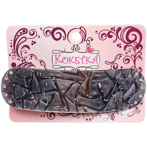 Заколка - автомат ЭКЛЕР, форма прямоугольная, флекса, микс 5 цветов, 92,7см (блистер Кокетка)_3