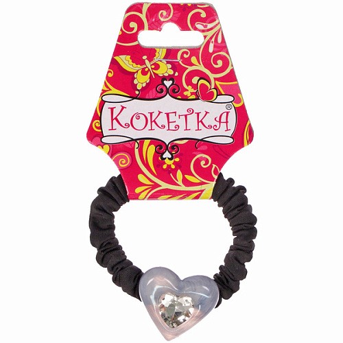 Резинка для волос 1шт Франка, цвет черный, серце микс, d-5,5см_4