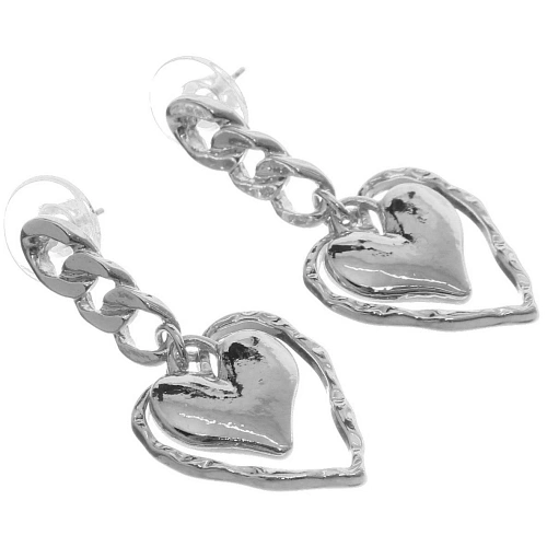 Серьги ЭЛЛОДИ, сердечки, цвет золото и серебро, 42см_8