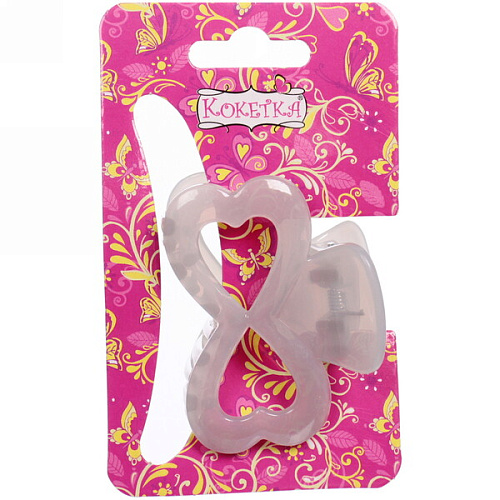 Заколка-краб для волос  на блистере Глянец-Бант, микс 6 цветов, 6см_34