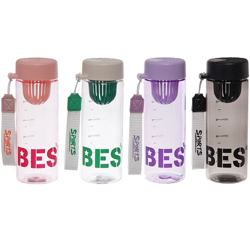 Бутылка питьевая пластиковая 600мл "BEST", микс цветов