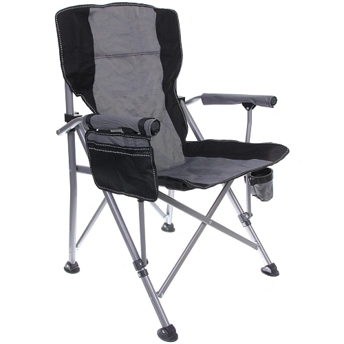 Кресло складное с подлокотниками до 100 кг SJ-0054, 58*58*92 см, цвет: серый, ТуристМастер