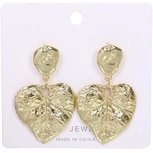 Серьги ЭЛЛОДИ, листья, цвет золото и серебро, 35см_5