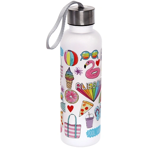 Бутылка питьевая пластиковая 600мл Летний микс, микс цветов_14