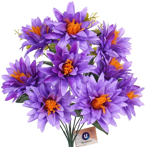 Искусственные цветы Цветочная мелодия Астры 50см 9 цветков сиреневые_4