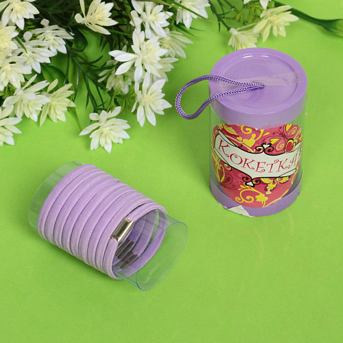 Резинки для волос в тубе 9шт Кокетка - Классика, однотонные, цвет сиреневый, d-5 см_5