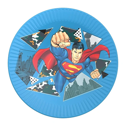 Superman. Набор бумажных тарелок-1, 6 шт d=180 мм