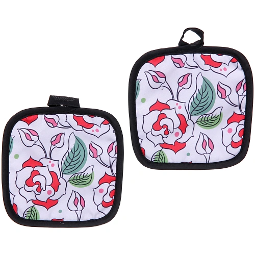 Прихватка в наборе "HERBAL", розы, 17*17 см, 2 шт