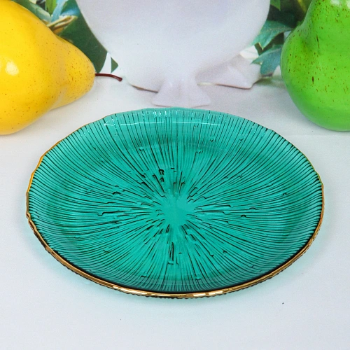 Тарелка стеклянная 15см Флоренция изумруд_3