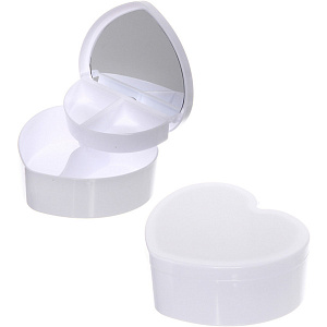 Шкатулка пластиковая с зеркалом "KiKi HAUS", сердце, цвет белый, 13.5*11.5*5.5см 