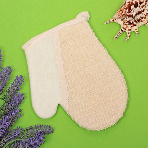 Мочалка - варежка массажная SANTA MONIKA - SENDU, цвет белый, 1822см (ZIP пакет)_3