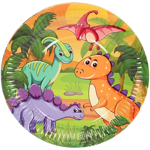 Тарелка бумажная 18 см в наборе 10 шт "Славные динозаврики"