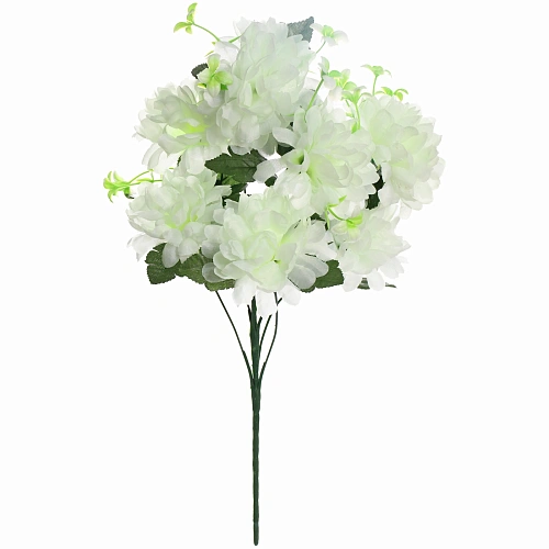 Искусственные цветы Цветочная мелодия Хризантемы 49см 7 цветков белые_3