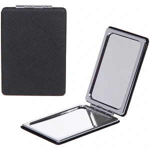 Зеркало косметическое двойное "ФРАТЕЛЛИ", прямоугольник, цвет черный, 9*6см (пакет с подвесом)