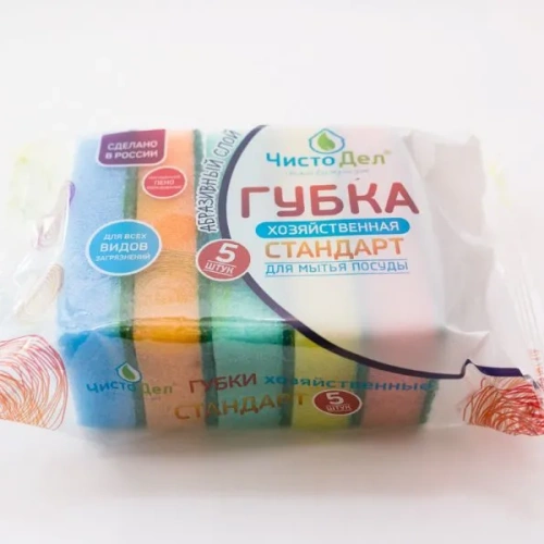 Губка для посуды "ЧистоДел" Стандарт 5 шт 