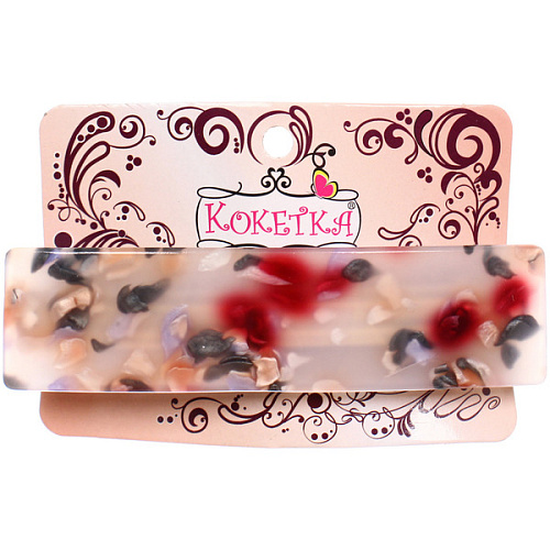 Заколка - автомат ЭКЛЕР, форма прямоугольная, сари, микс 5 цветов, 10,32,5см (блистер Кокетка)_6