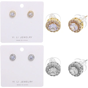 Серьги из гиппоалергенного металла со стразами "ПАЛУМНА", классика, цвет золото и серебро, 1,2-dсм