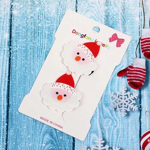 Зажимы для волос детские 2шт БИСКВИТ, Дед Мороз, 5см_4