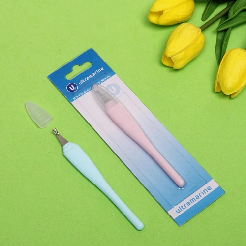 Триммер для удаления кутикулы на блистере Ультрамарин, с прорезиненной ручкой, с колпачком, цвет микс, 13см_11