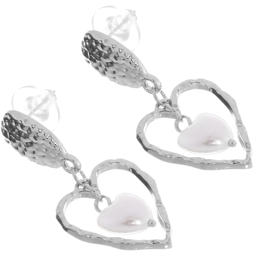 Серьги ЭЛЛОДИ, сердечки, цвет золото и серебро, 3,53,5см_8