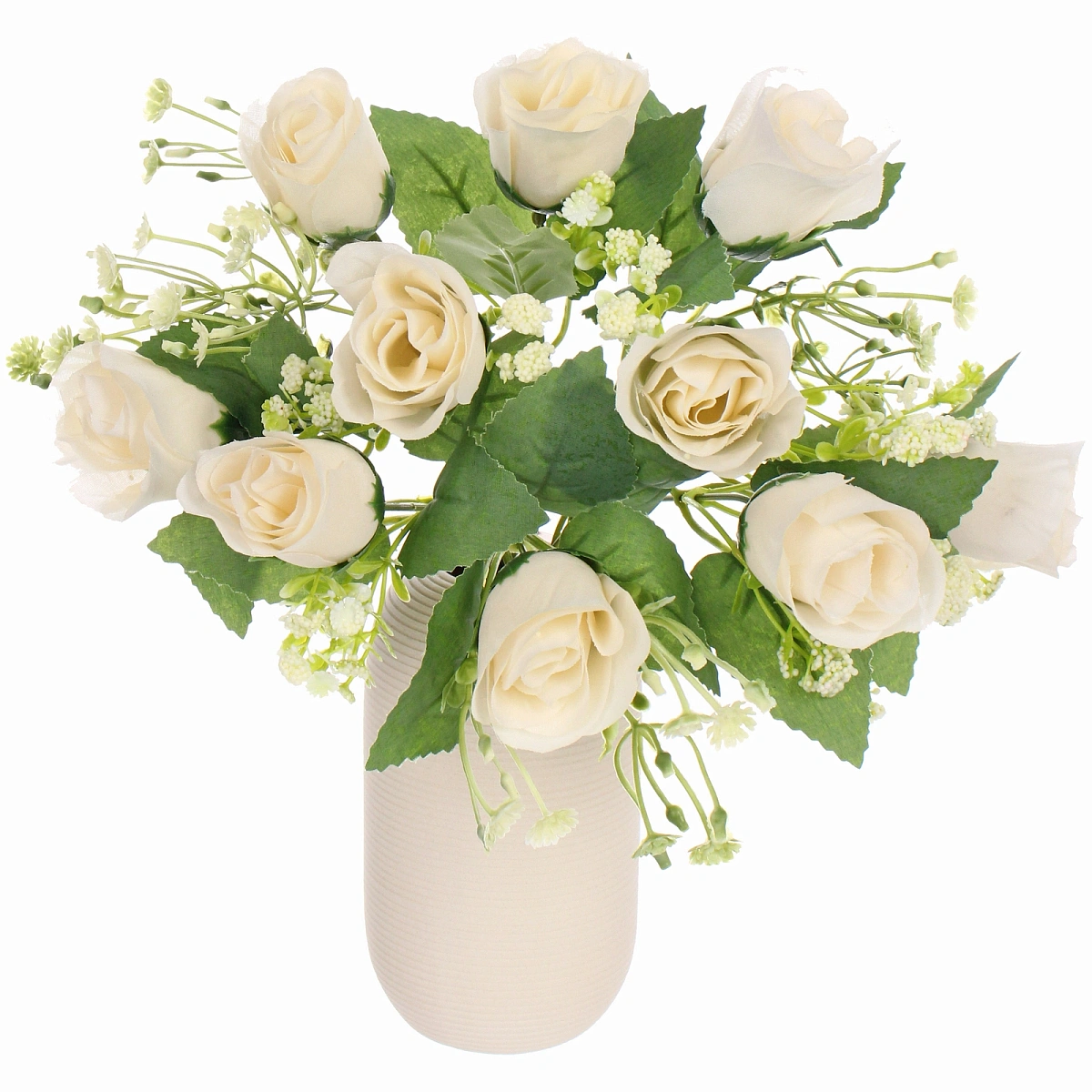 Искусственные цветы "Букет роз" 32см 10 цветков белые