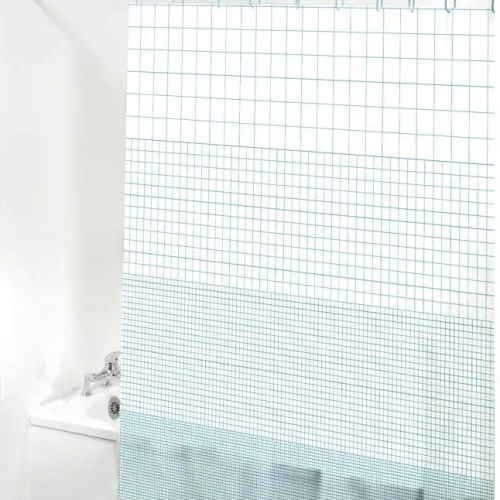 Штора для ванной EVA 180*180 "Селфи" Ферони серо-синяя 1393-3