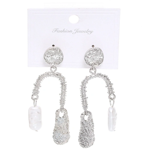 Серьги из гиппоалергенного сплава АЛЕГРО, цвет серебро и золото, 6,5см_8