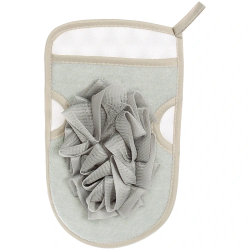 Мочалка - варежка с нейлоном Premium - Paradise, цвет серый, 2214см  (ZIP пакет)_4