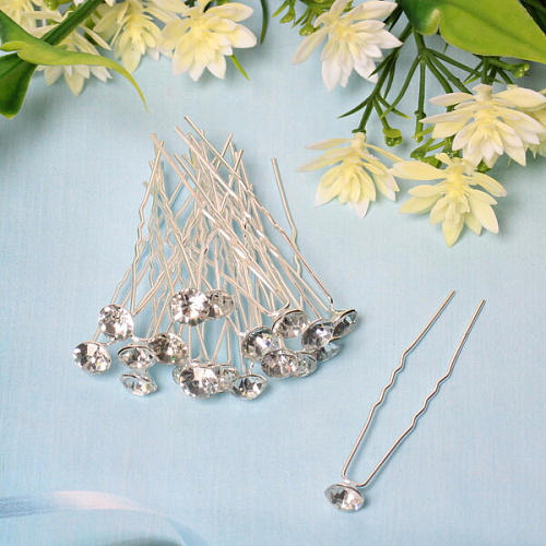 Шпильки для волос в тубе 20шт Hair Beauty, стразик, микс 4 цвета, d-08см_4