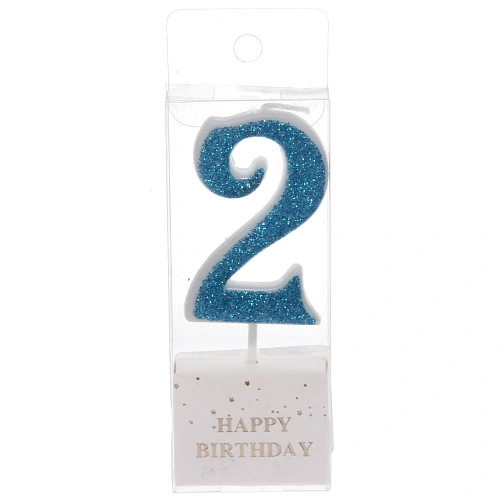 Свеча для торта Цифра Иллюзия 2 95 см, голубой_3