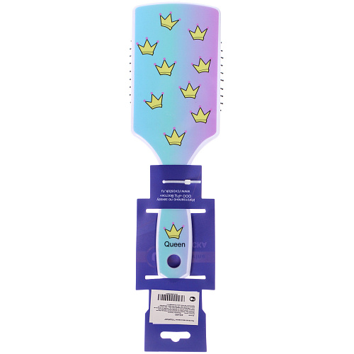 Расческа массажная прямоугольная форма КОЛЛЕКЦИЯ ИМАНИ - СИЦИЛИЯ, принт золотые короны, 227см (Блистер Ultramarin и пакет)_3